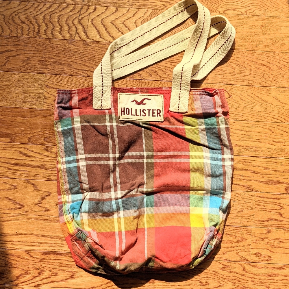 EUC Red Plaid Hollister Tote Bag